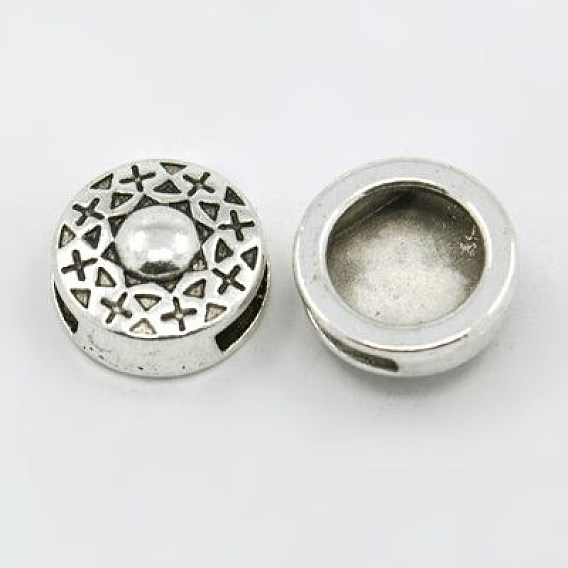 Подвески-слайдеры тибетского стиля , без свинца и без кадмия, плоско-круглые, 14x5 мм