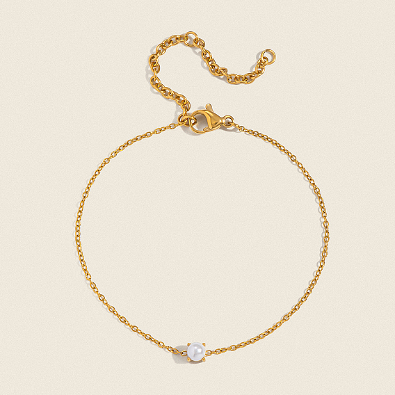 Минималистичные браслеты из круглых бусин из натурального жемчуга, 304 женские браслеты-цепочки из нержавеющей стали