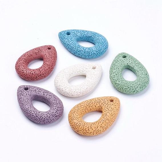 Большие подвески из натуральной лавы, окрашенные, полая слеза