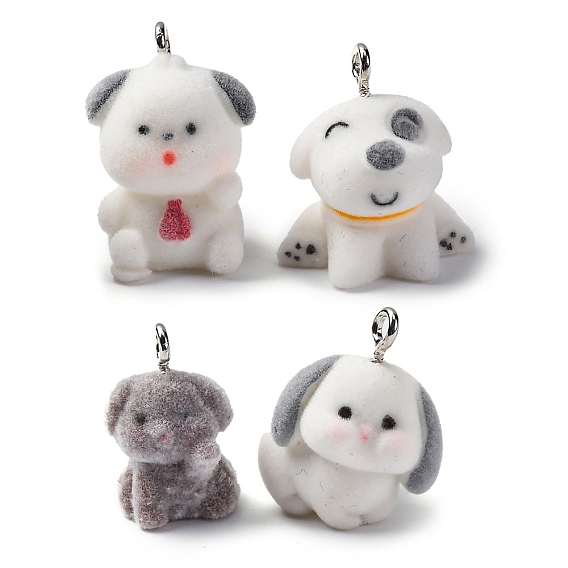 Кулоны из флокированной смолы, собака, с железной платиной петлей