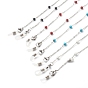 304 Stainless Steel Cable Chain Necklaces, with Enamel Beads, EyeGlass Chains, Stainless Steel Color