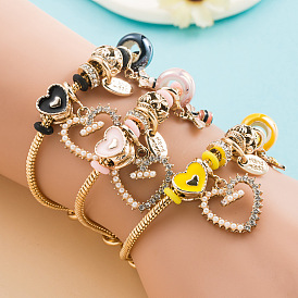 Charming Heart Pendant Alloy Bracelet for DIY Fashionistas