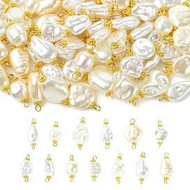 65 шт 13 стили абс пластик имитация жемчуга соединительные подвески, с 304 двойными петлями из нержавеющей стали, разнообразные, цветочный белый