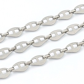 304 Stainless Steel Mariner Link Chains, Unwelded, with Spool