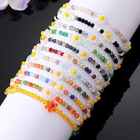 Bohemian Floral Beaded Bracelet - Colorful Beads Elastic Wristband