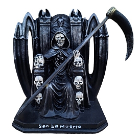 Halloween Resin Santa Muerte Figurines, Grim Reaper Death Statue for Home Office Desktop Decoration