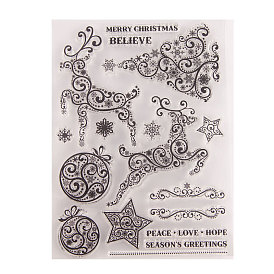 Clear Silicone Stamps, for DIY Scrapbooking, Photo Album Decorative, Cards Making, Stamp Sheets, Christmas Tree & Reindeer/Stag & Wreath & Snowflake