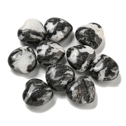 Natural Zebra Jasper Beads, Half Drilled, Heart