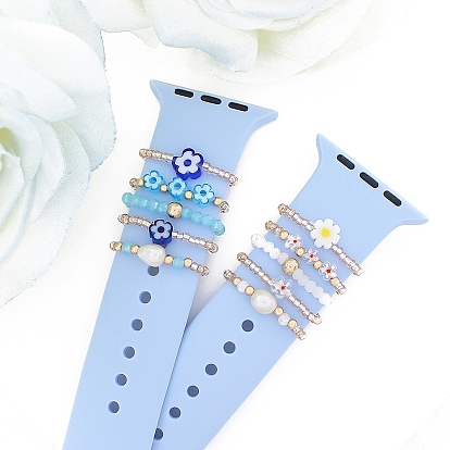 Glass Watch Band Charms Set, Watch Band Decorative Ring Loops