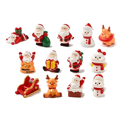 Рождественские украшения из смолы, украшения для рабочего стола в автомобиле или домашнем офисе, олень/дед мороз/снеговик/сани