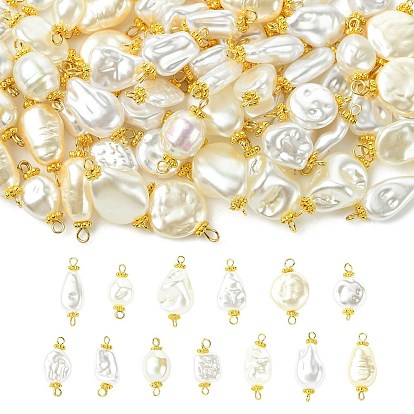 65 шт 13 стили абс пластик имитация жемчуга соединительные подвески, с 304 двойными петлями из нержавеющей стали, разнообразные, цветочный белый