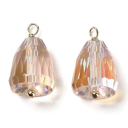 Подвески гальванизируйте стекла, с латунными петлями с настоящим золотом 18k, граненая подвеска-капля