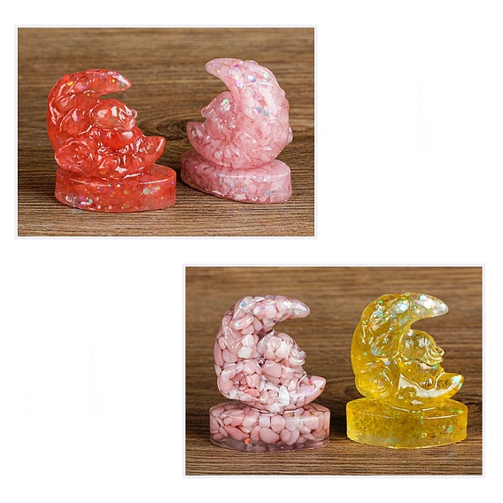 Украшение для дисплея лунного кролика из смолы, с крошками драгоценных камней внутри статуй для украшения домашнего офиса