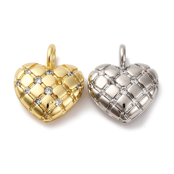 Латунные микро проложить кубического циркония подвески, сердце, долговечный, без кадмия и без свинца, стойки покрытие
