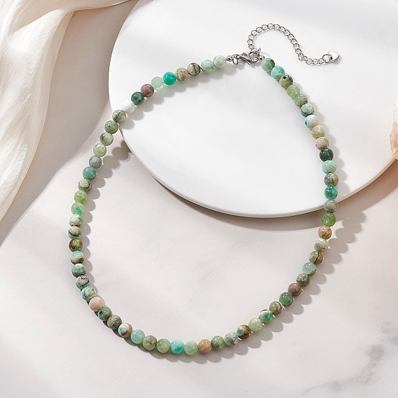 6.5Ожерелье из круглых бусин натурального зеленого яшмового камня диаметром мм для женщин