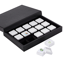 Rectangle Paper Loose Diamond Organizer Trays, with 15Pcs Square Clear Window Plastic Loose Diamond Storage Boxes Sets with Sponge Inside, for Jewelry Cabochons Displays