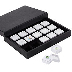 Rectangle Paper Loose Diamond Organizer Trays, with 15Pcs Square Clear Window Plastic Loose Diamond Storage Boxes Sets with Sponge Inside, for Jewelry Cabochons Displays