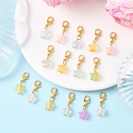 Звезда акриловые подвесные украшения, с карабин-лобстерами 