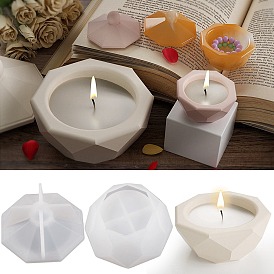 Faceted Octagon DIY Silicone Candle Cup Molds, Storage Box Molds, Resin Cement Plaster Casting Molds