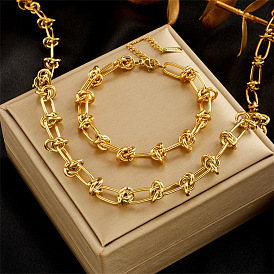 Gold Plated Titanium Steel Necklace Set for Fashionable Hip Hop Punk Style with Chain Links