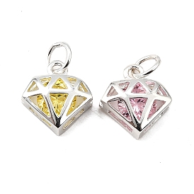 S925 стерлинговое серебро с подвесками из кубического циркония, бриллиантовый шарм