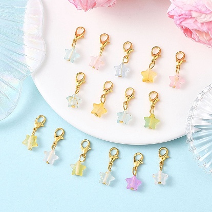 Звезда акриловые подвесные украшения, с карабин-лобстерами 