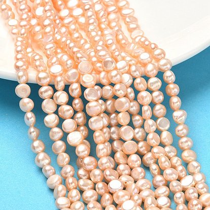 Нити из натурального культивированного пресноводного жемчуга, двух сторон полированной, класс 6а+