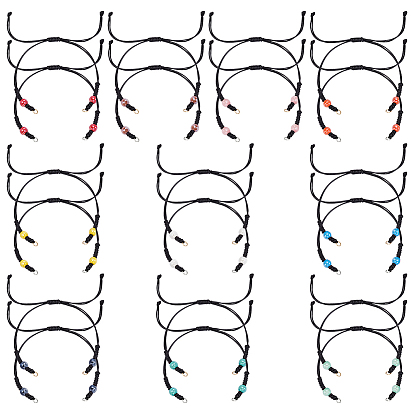 20 шт. 10 стили браслеты из фарфора ручной работы с круглыми бусинами и вощеным полиэстеровым шнуром, для браслета решений, с 304 кольцами из нержавеющей стали