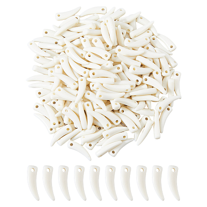 200Pcs Opaque Acrylic Pendants, Wolf Tooth Shape Charms