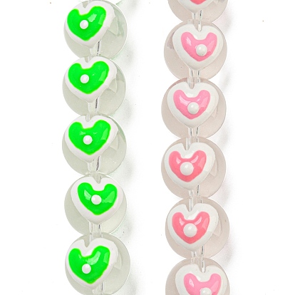 Прозрачное стекло с эмалевыми бусинами, бусины ручной работы, сердце