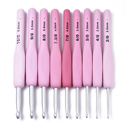 Aluminum Diverse Size Crochet Hooks Set, with TPR Handle, for Braiding Crochet Sewing Tools