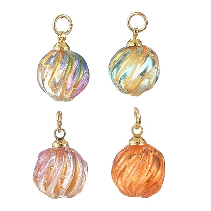 Запеченная краска и подвески из стекла, инкрустированные золотистым металлом, витой круглый кулон, с целью перехода в кольце, разноцветные