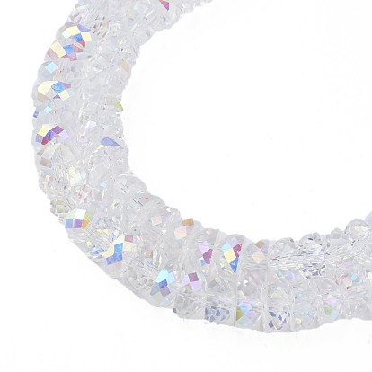 Galvanoplastie perles de verre transparentes brins à facettes, demi-tour
