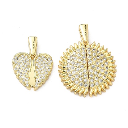 Подвески с микропаве из кубического циркония в латуни, открывающиеся и закрывающиеся, реальный 16 k позолоченный