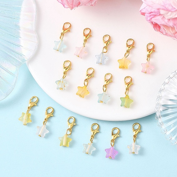 Звезда акриловые подвесные украшения, с карабин-лобстерами 
