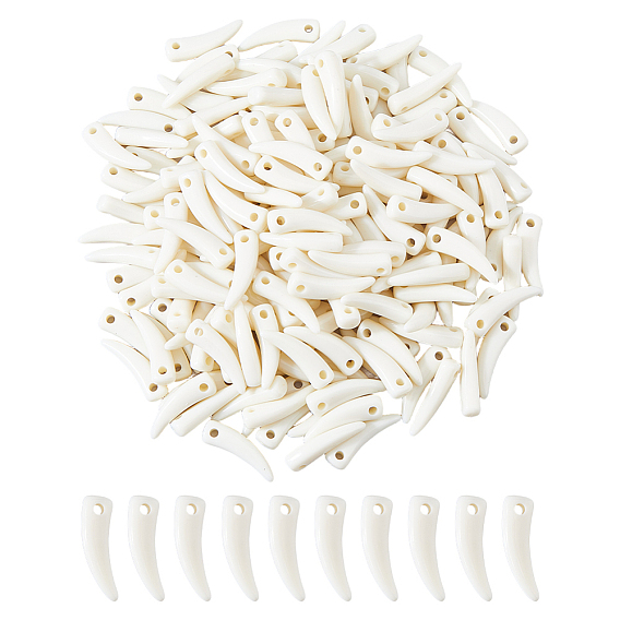 200Pcs Opaque Acrylic Pendants, Wolf Tooth Shape Charms