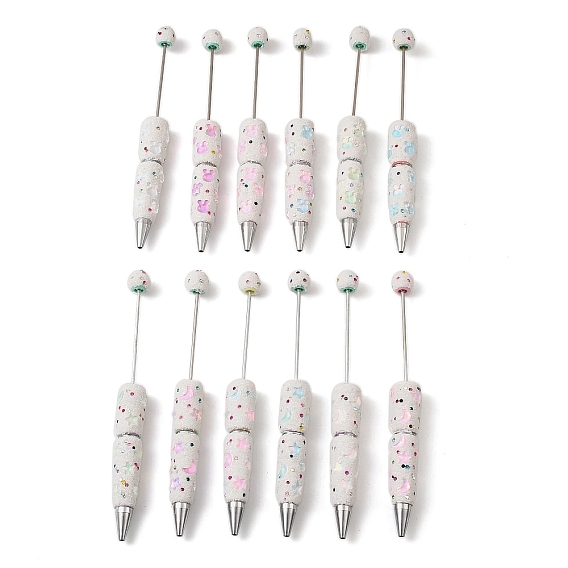 Ручка из железного пластика с бусинами, шариковая ручка, с полимерным глинистым горным хрусталем и стеклом, для индивидуальной ручки с ювелирными бусинами