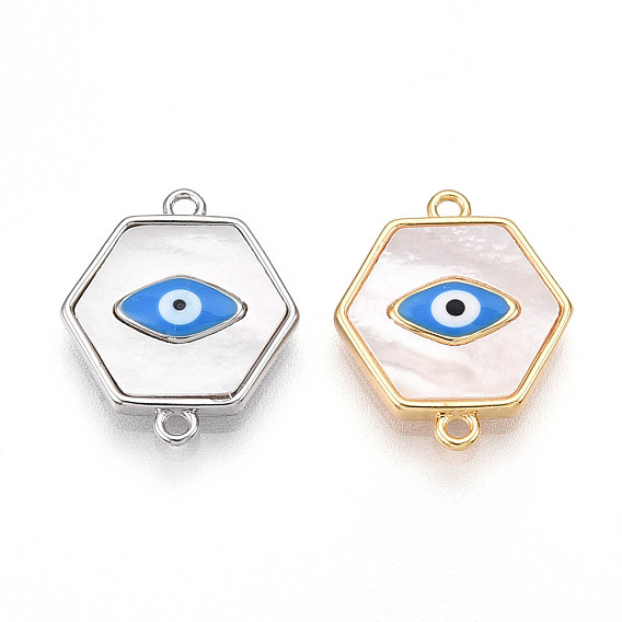 Латунные подвески-шармы с шестигранным соединителем в виде натуральной ракушки, без кадмия, без никеля и без свинца, доджер синяя эмаль злые глазные ссылки