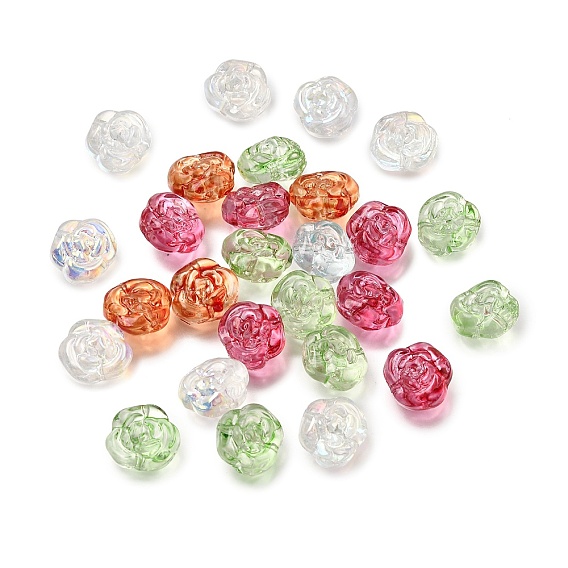 Transparent Glass Beads, Camellia