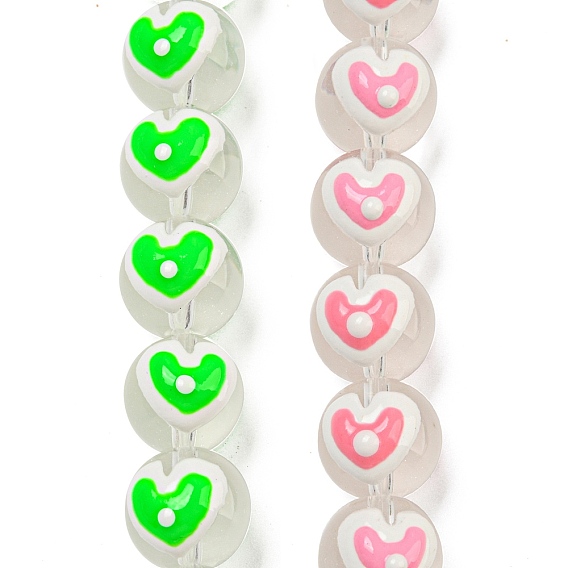Прозрачное стекло с эмалевыми бусинами, бусины ручной работы, сердце