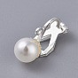 Brass Clip-on Earring Findings, with Acrylic Imitation Pearl and Loop
