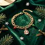 Christmas 304 Stainless Steel Enamel Charm 2-Strand Bracelets, Golden, Christmas Bell Snowflake Box