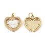 Brass Cubic Zirconia with Shell Pendants, Long-Lasting Plated, Lead Free & Cadmium Free, Heart