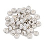 50Cuentas europeas de arcilla polimérica con diamantes de imitación hechas a mano, abalorios de grande agujero, Rondana plana, con núcleos de latón plateado color plata