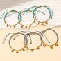 Bracelet bohème ajustable avec breloque en acier inoxydable et cordon en coton tressé, or