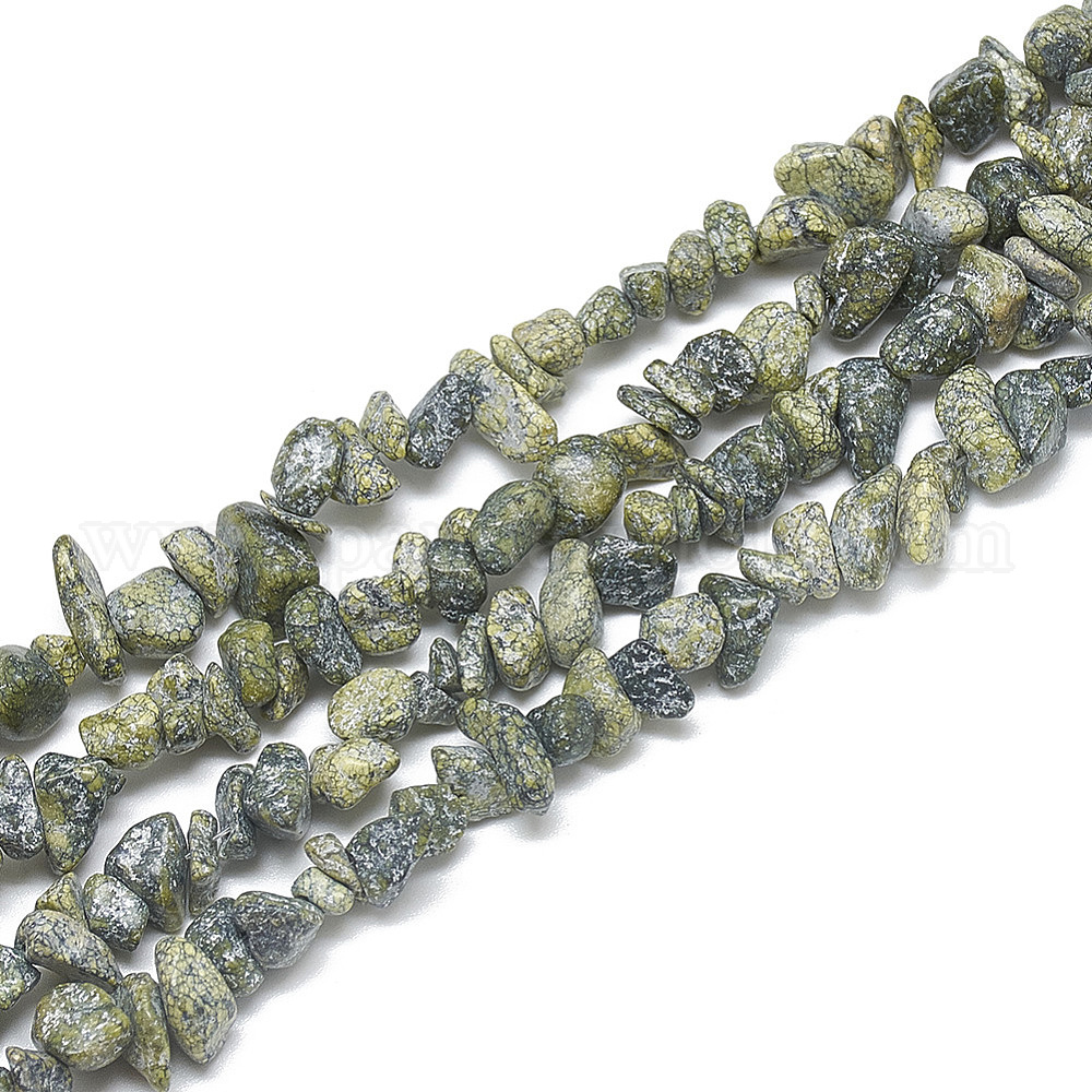 China Factory Natural Serpentine/Green Lace Stone Beads Strands, Chip 5 ...