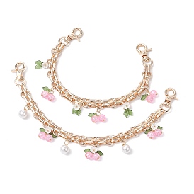 2 шт. стеклянные декоративные цепочки для цветов и фруктов, с железной цепочкой и подвесками из искусственного жемчуга