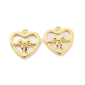 Brass Pave Shell Heart with Bowknot Charms
