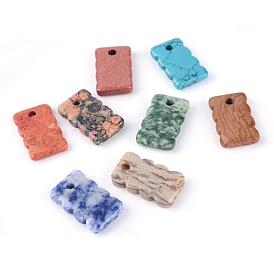 Natural & Synthetic Gemstone Pendants, Rectangle, Dyed