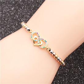 Colorful Beaded Bracelet with Infinite Love Heart and Micro-Inlaid Zircon for Women
